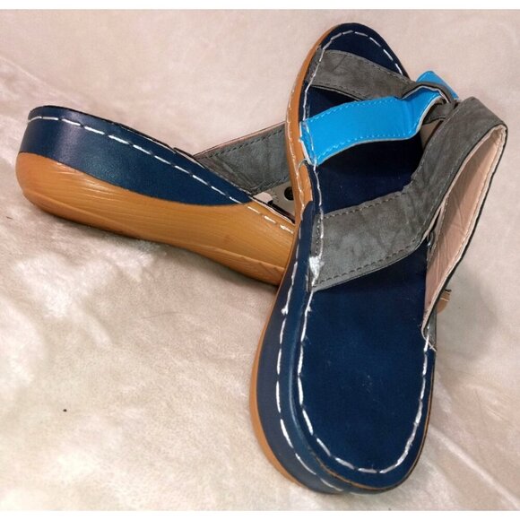 Two Pairs Multicolor Leather Sandals With Flower Detail - Women's Summer Slip- - Picture 8 of 12